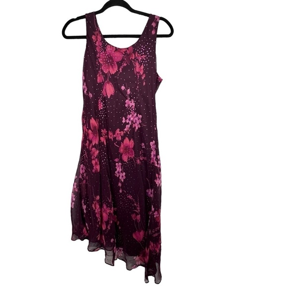 Jessica Howard Women's Sleeveless Floral Dress Lined Rhinestones Purple - Picture 2 of 12